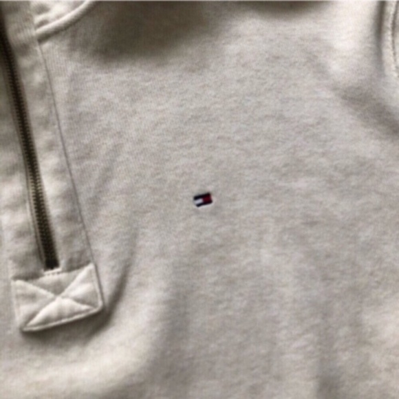 Cream Neutral Quarter Zip Tommy Hilfiger Pull Over Sweater - Picture 5 of 8